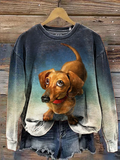 Cute Puppy Print Dog LoverCasual Sweatshirt