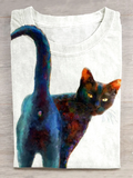 Cute Cat Lover Print T-Shirt