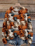 Highland Cow Print Knit Pullover Sweater