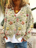 Floral Embroidery Pattern Sweater Cardigan