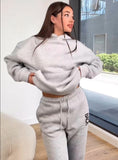 Gray Plain Denim Design Two Piece Set