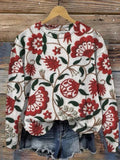 Floral Embroidery Long Sleeve Sweatshirt