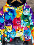 Cat Art Print Casual Hoodie Sweatshirt