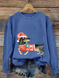 Merry Christmas Cute Dachshund Dog Print Sweatshirt