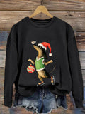 Women's Merry Christmas Cute Dachshund Dog Print Casual Sweatshirt