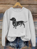 Funny Dachshund Print Casual Sweatshirt