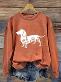 Funny Dachshund Print Casual Sweatshirt