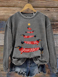 Christmas Tree Animal Dachshund Print Casual Sweatshirt