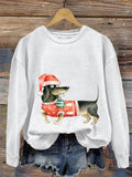 Merry Christmas Cute Dachshund Dog Print Sweatshirt