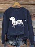 Funny Dachshund Print Casual Sweatshirt