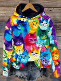 Cat Art Print Casual Hoodie Sweatshirt