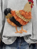 Tassel Christmas Turkey Chicken Art Design Print Casual Sweatshirt