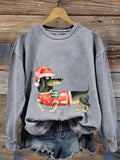 Merry Christmas Cute Dachshund Dog Print Sweatshirt