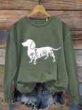 Funny Dachshund Print Casual Sweatshirt