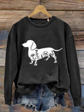 Funny Dachshund Print Casual Sweatshirt