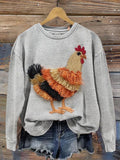 Tassel Christmas Turkey Chicken Art Design Print Casual Sweatshirt