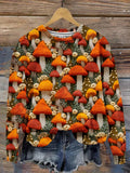 Retro Christmas Gift Mushroom Art Design Print Casual Sweatshirt