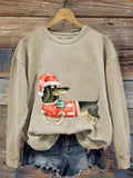 Merry Christmas Cute Dachshund Dog Print Sweatshirt