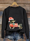 Merry Christmas Cute Dachshund Dog Print Sweatshirt