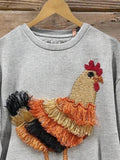 Tassel Christmas Turkey Chicken Art Design Print Casual Sweatshirt