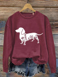 Funny Dachshund Print Casual Sweatshirt