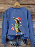 Women's Merry Christmas Cute Dachshund Dog Print Casual Sweatshirt