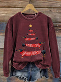 Christmas Tree Animal Dachshund Print Casual Sweatshirt