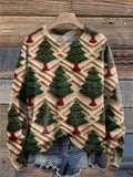 Christmas Tree Print Knit Pullover Sweater