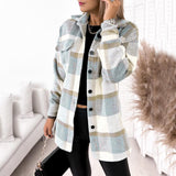 Breezy Blue Check Collared Outerwear