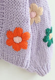 STITCH FLOWERS HAND-KNIT CHUNKY CARDIGAN