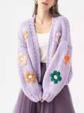 STITCH FLOWERS HAND-KNIT CHUNKY CARDIGAN