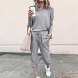 Casual Plain Crew Neck Suits