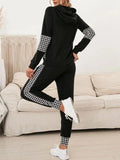 Classy Hoodie Houndstooth Print Two Piece Set