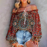 Stylish Off the Shoulder Print Top