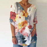 Romantic Floral Print V-Neck Top