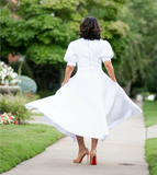 Lace Up Classic White Short Sleeve Dress