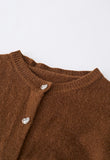 HEART-SHAPE BUTTON CROPPED KNIT CARDIGAN IN BROWN