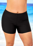 Plus Size High Waisted Black Swimwear Shorts