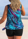 Starry Night Print Tie Side Plus Size Tankini Set