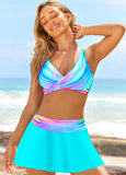 Ombre High Waisted Cyan Bikini Set