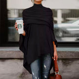 Black Plain High-Neck Wrap Top