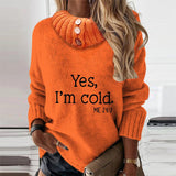 Orange Print High Neck Sweater