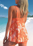 Paisley Print Coral Orange Cross Front Tankini Set