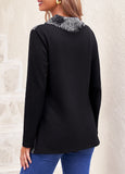 Black Decorative Button Chevron Print Long Sleeve Sweatshirt