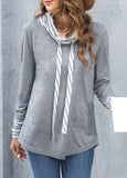 Light Grey Marl Cowl Neck Striped Sweatshirt