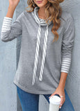 Light Grey Marl Cowl Neck Striped Sweatshirt