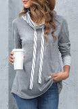 Light Grey Marl Cowl Neck Striped Sweatshirt