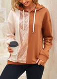 Sequin Contrast Tan Long Sleeve Hoodie