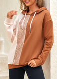 Sequin Contrast Tan Long Sleeve Hoodie