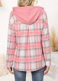 Pink Fake 2in1 Tartan Print Long Sleeve Hoodie